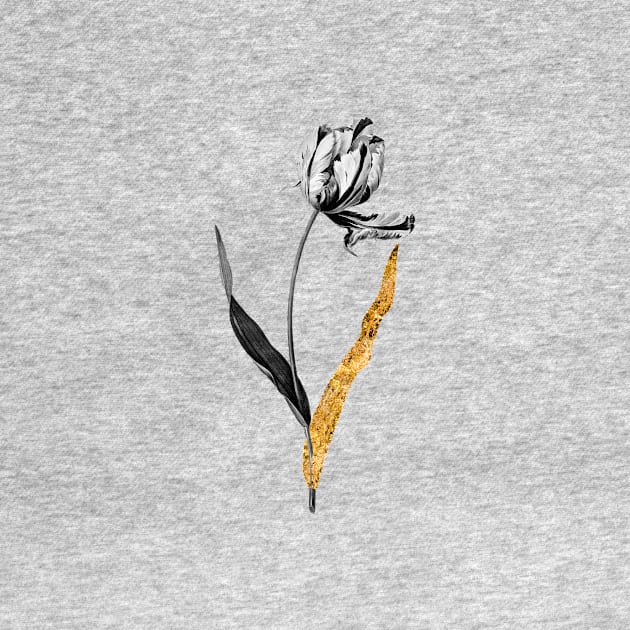 Black and Gold Leaf - Didier's Tulip - Vintage Botanical by Holy Rock Design